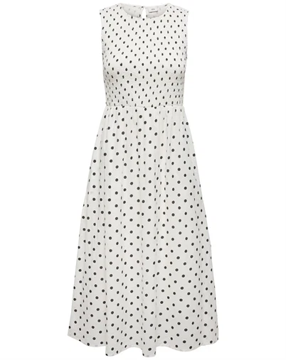 Jdy - JDYDiego Smock Midi Kjole - Cloud Dancer/ Black Dots